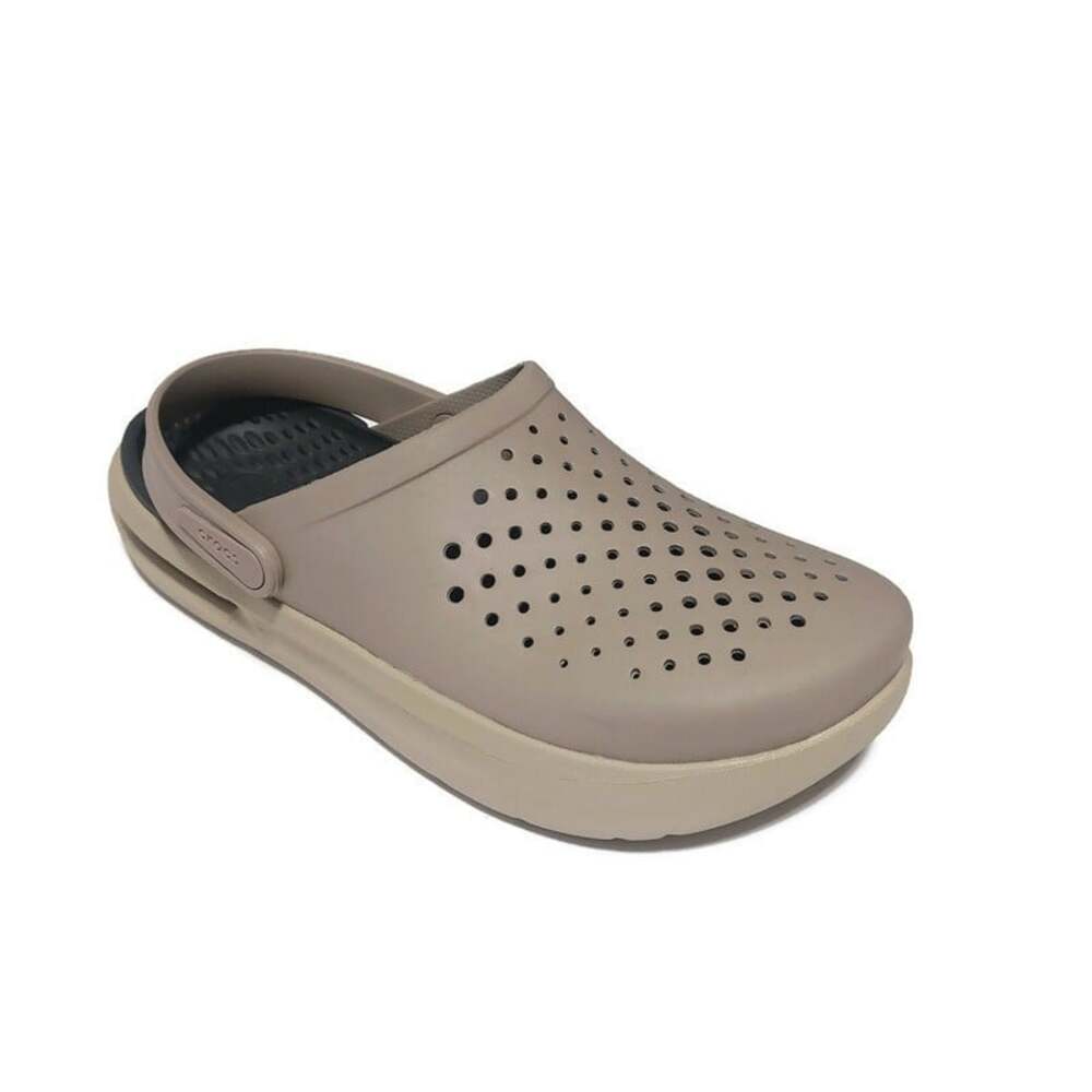 Crocs Inmotion Literide Clogs Mens 9 Womens 11 Taupe Tan Beige Slip On Sandals